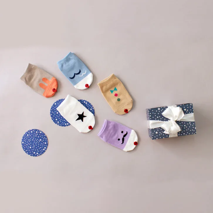 Set of 5 Low Cut Socks - One Busy Day