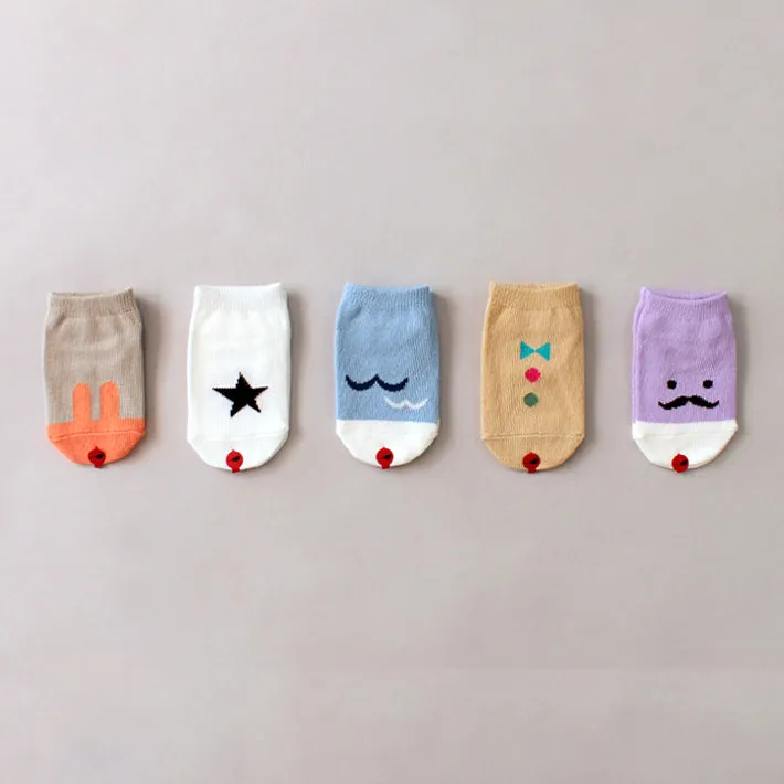 Set of 5 Low Cut Socks - One Busy Day