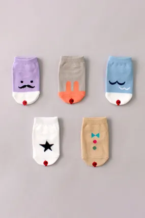 Set of 5 Low Cut Socks - One Busy Day