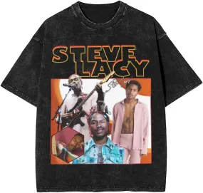Steve Music Lacy Vintage Oversized T Shirt Summer Round Neck Short Sleeves T-Shirts for Mens Womens