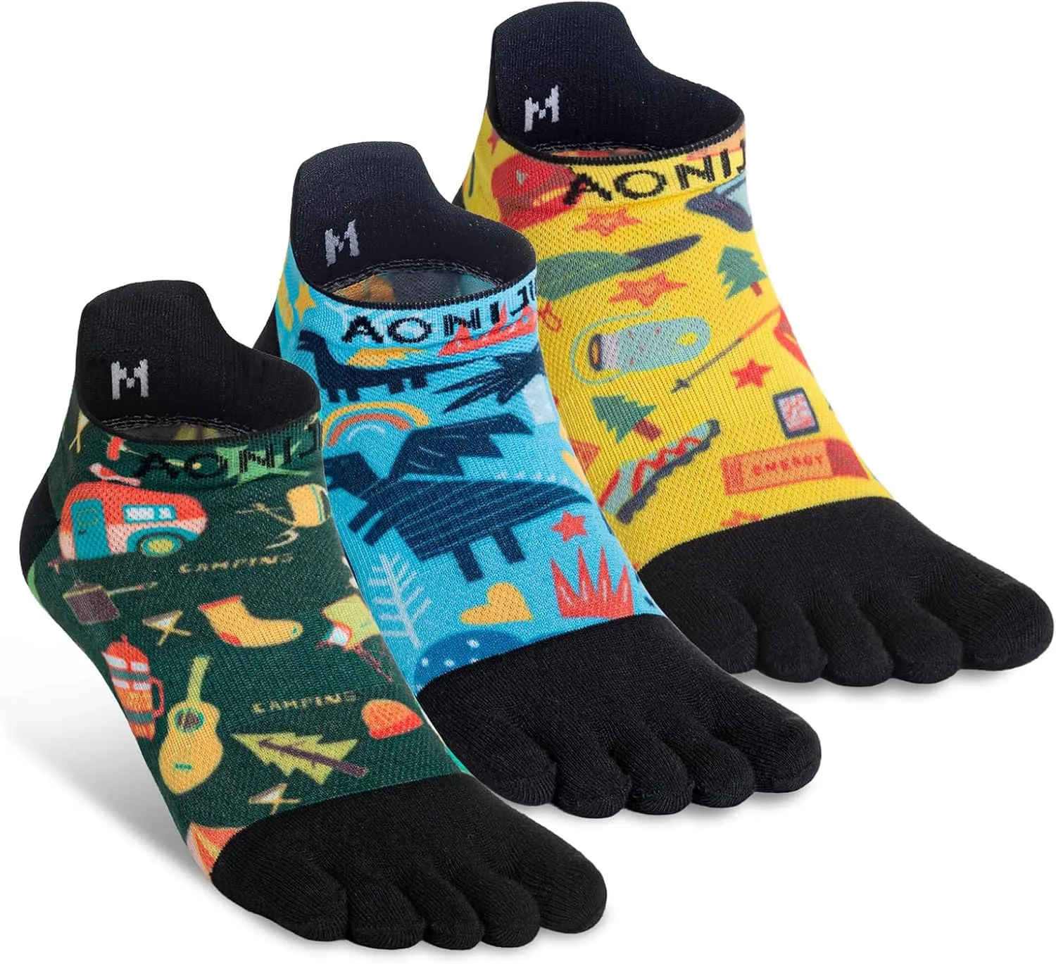 Toe Socks for Men and Women COOL-MAX Five Finger Socks High Performance Athletic Running Toe Socks 3 Pairs