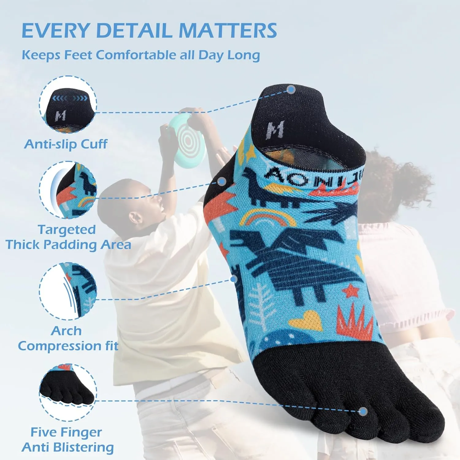 Toe Socks for Men and Women COOL-MAX Five Finger Socks High Performance Athletic Running Toe Socks 3 Pairs
