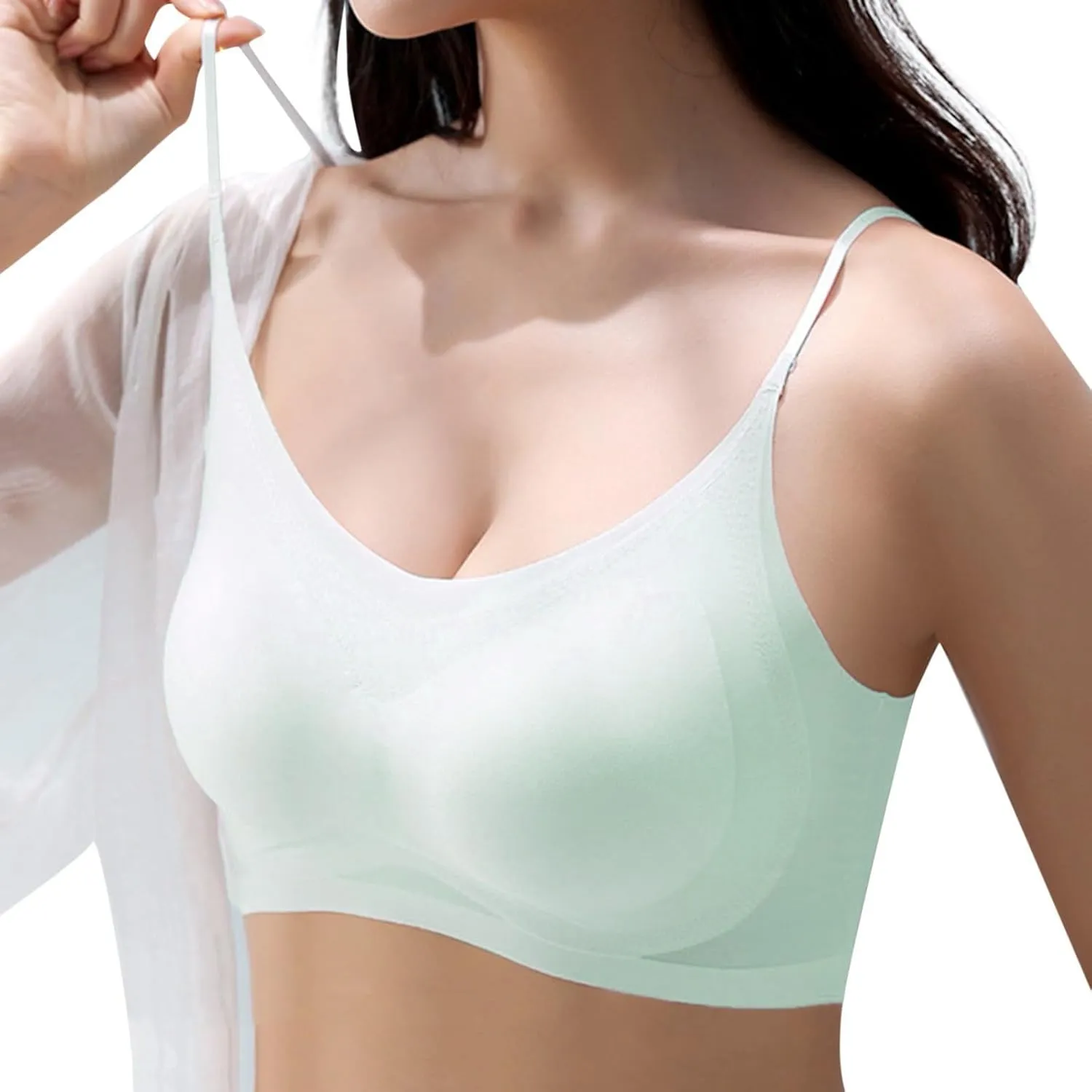 V Neck Bras for Women No Underwire Bralettes for Women Cloud Feel Everyday T Shirt Bra Stretchable Straps Bra