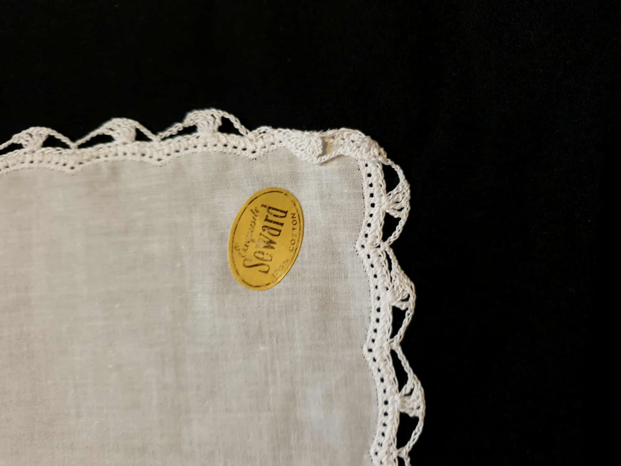 Vintage Crochet Edged Handkerchief - Seward - New Old Stock
