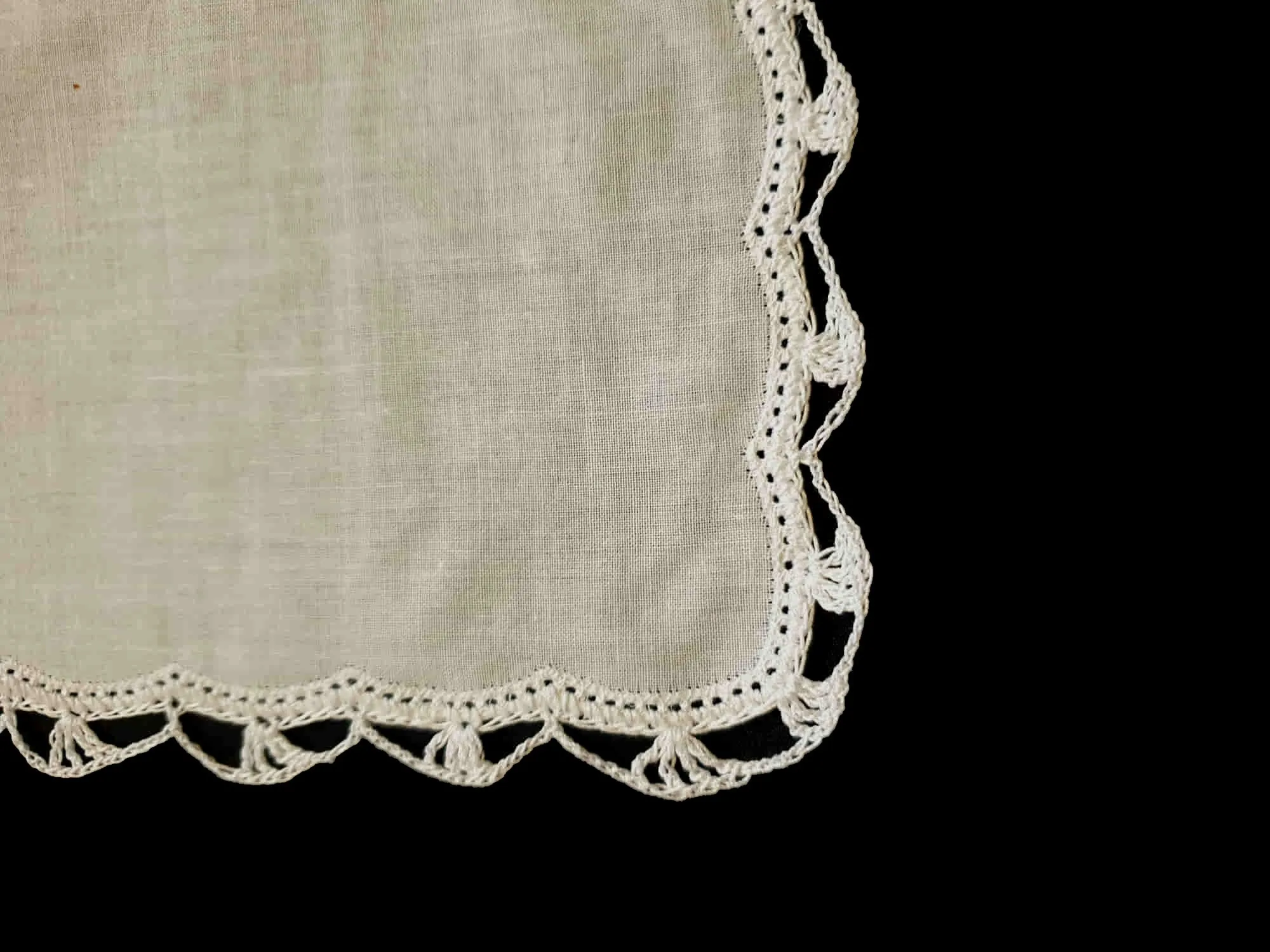 Vintage Crochet Edged Handkerchief - Seward - New Old Stock