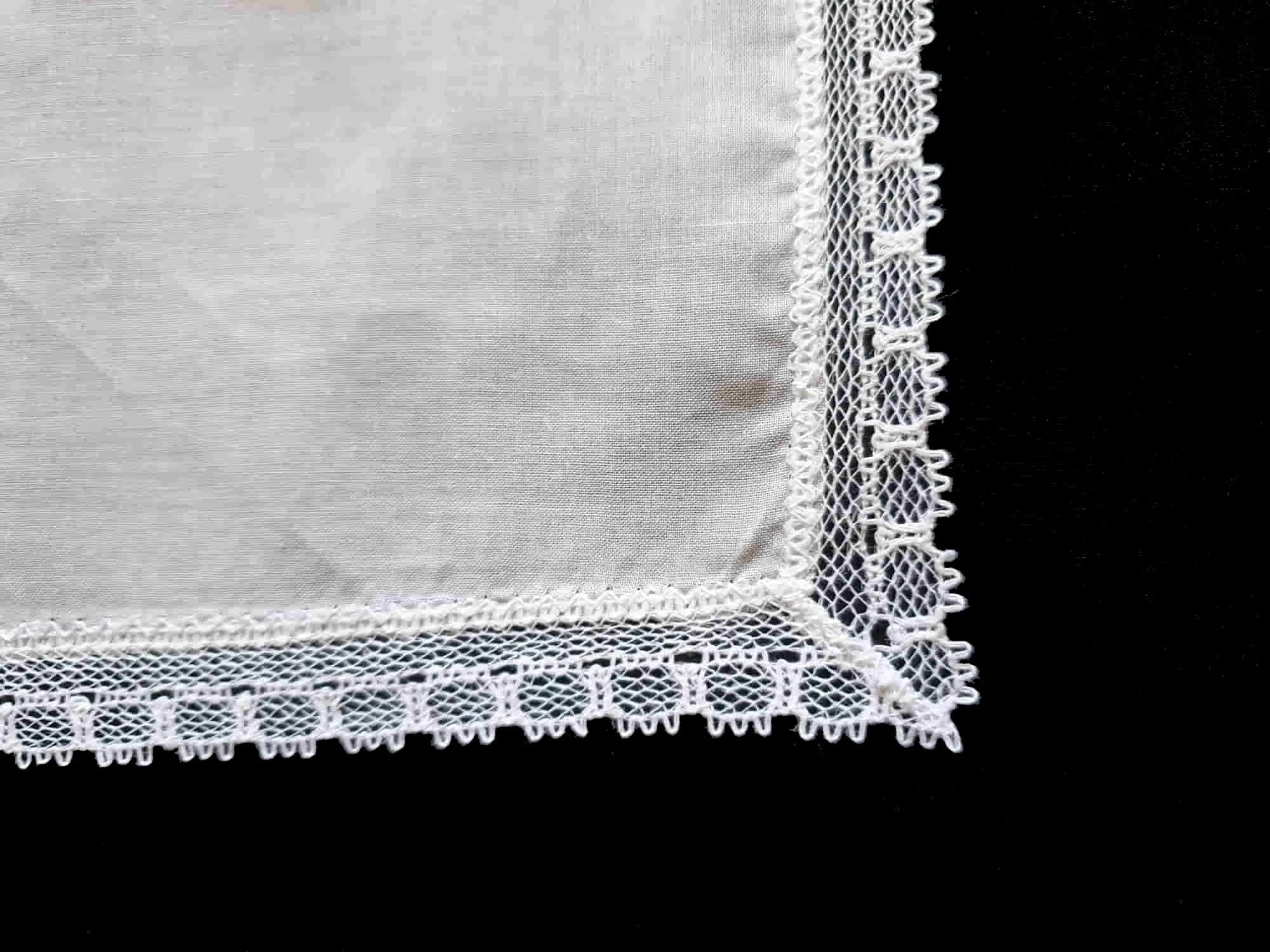 Vintage Lace Edged Handkerchief - Rosdale - New Old Stock