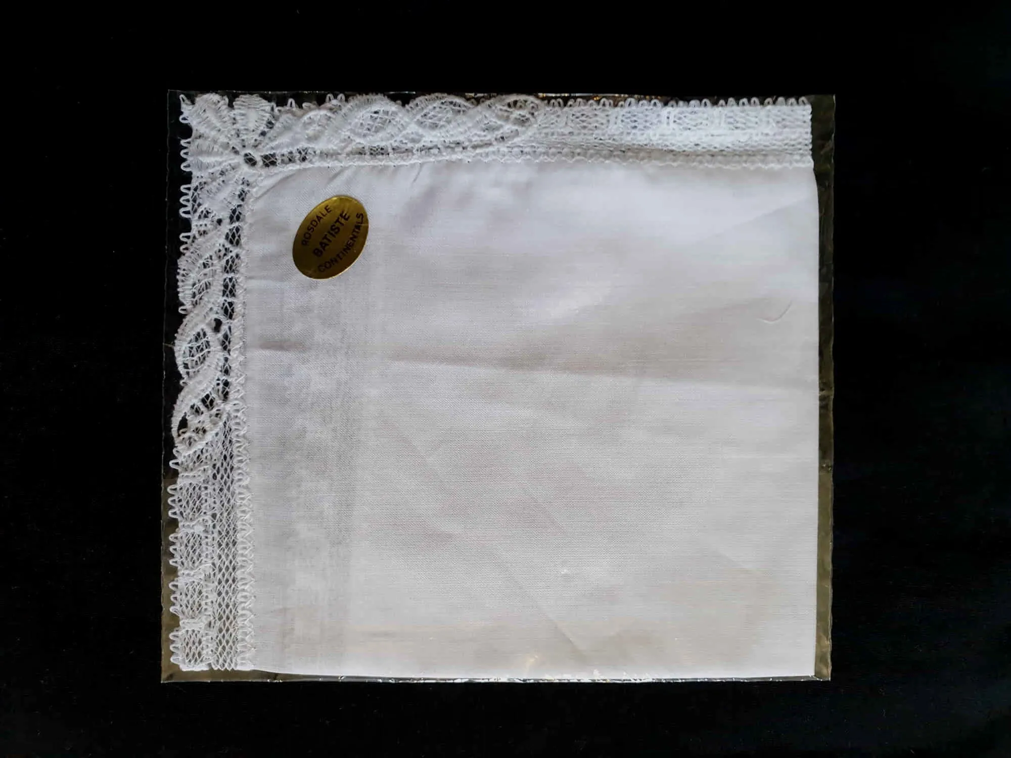 Vintage Lace Edged Handkerchief - Rosdale - New Old Stock