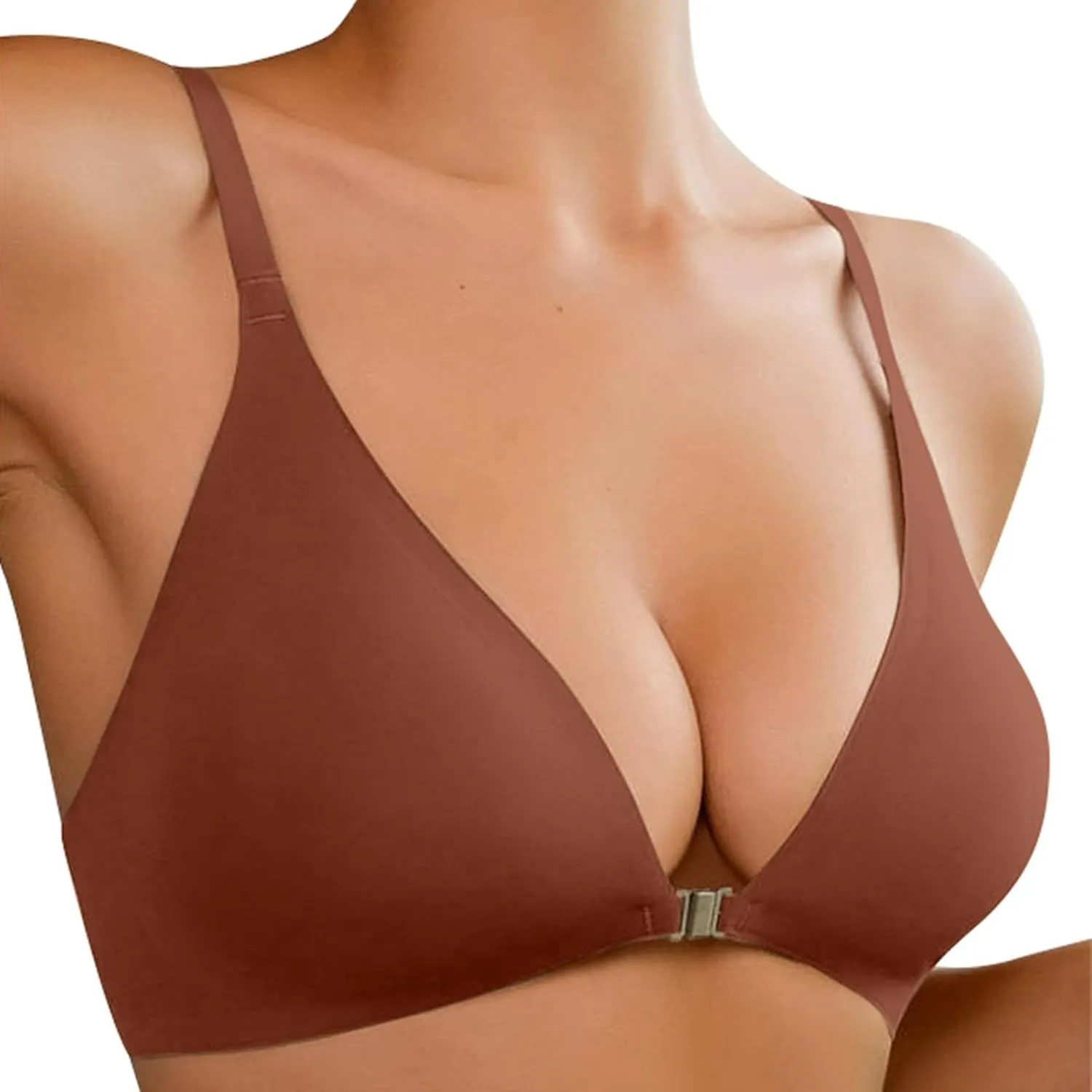 Women's Front Closure Bra No Underwire Unpadded Plus Size Bras Stretchable Straps Bra Sexy Triangle Bralettes
