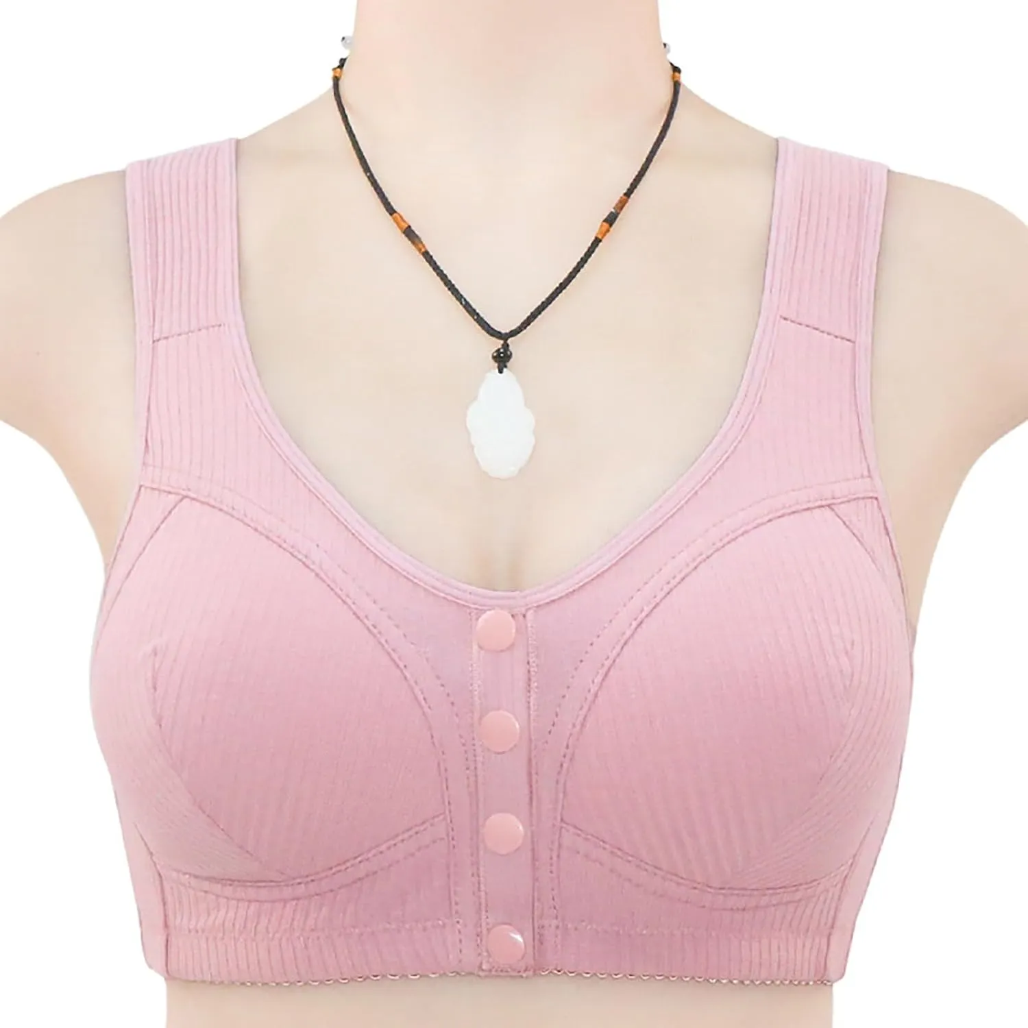 Women's Full Coverage Front Closure Posture Back Unpadded Wirefree Everyday Bra -Comfort and Double Support
