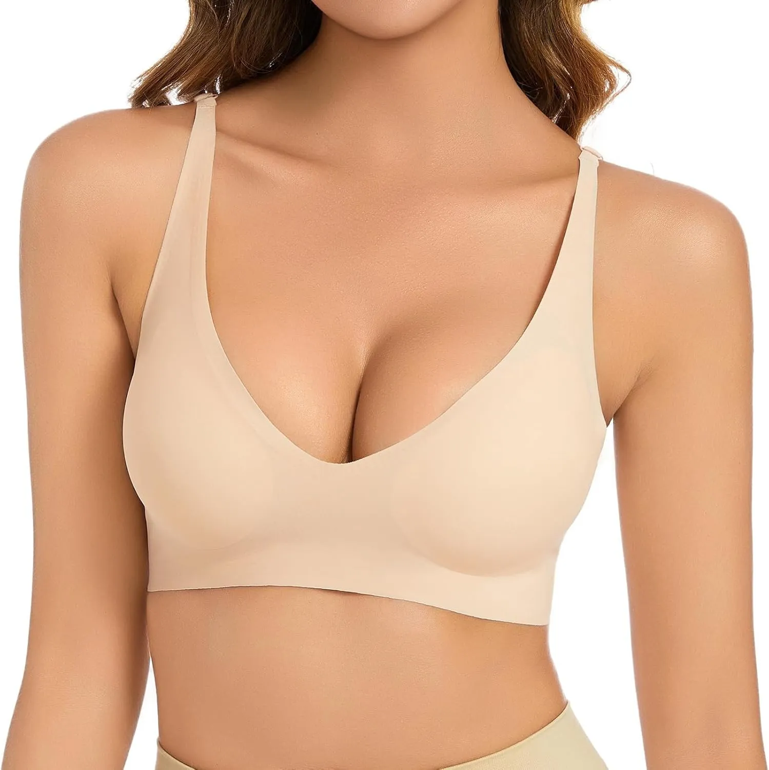 Womens Push Up Bra Comfort Padded No Underwire Bra Full Coverage Bra Lift Up Add One Cup Stretchable Straps Bra