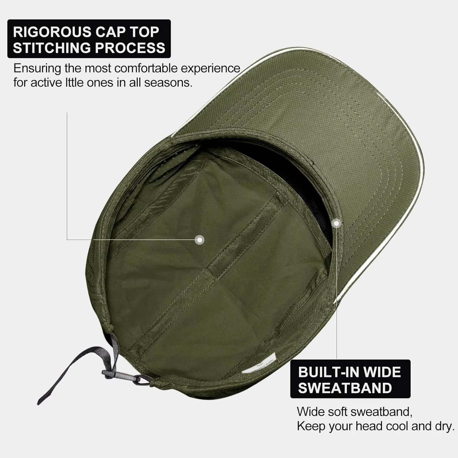 XXL Mens Quick Dry Baseball Cap Cooling Breathable Mesh Sports Cap Lightweight Run Hat with Reflective Trim